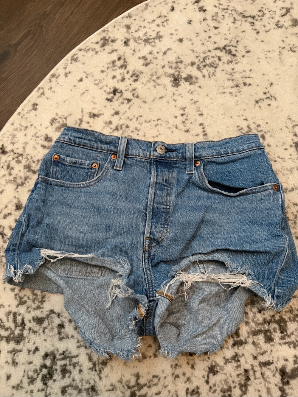 Levi High-Rise Distressed Denim Women’s Shorts - Blue